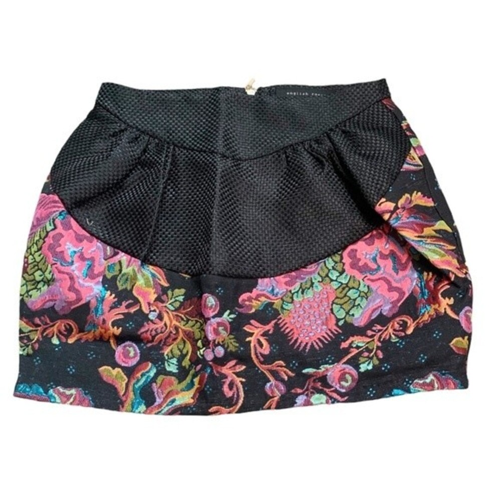 NWOT English Rose Black Iridescent Textured Colorful Mini Skirt Size M Women